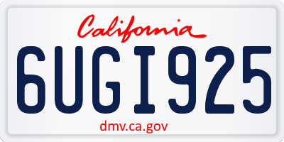 CA license plate 6UGI925