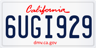 CA license plate 6UGI929