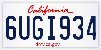 CA license plate 6UGI934