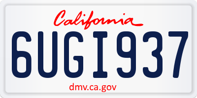 CA license plate 6UGI937