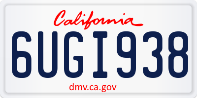 CA license plate 6UGI938