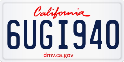 CA license plate 6UGI940