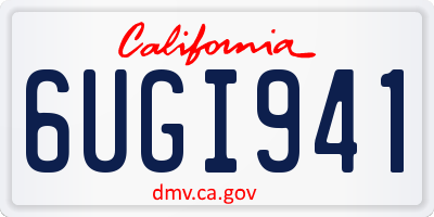 CA license plate 6UGI941