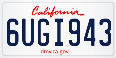 CA license plate 6UGI943
