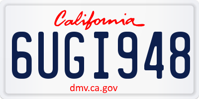 CA license plate 6UGI948