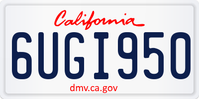 CA license plate 6UGI950