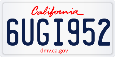 CA license plate 6UGI952