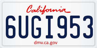 CA license plate 6UGI953