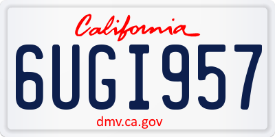 CA license plate 6UGI957
