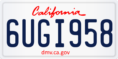 CA license plate 6UGI958