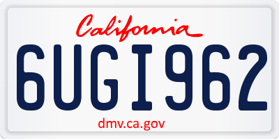 CA license plate 6UGI962