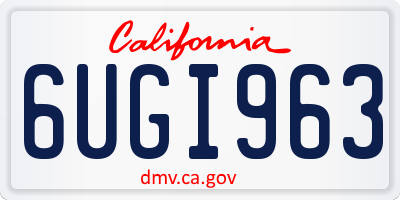 CA license plate 6UGI963