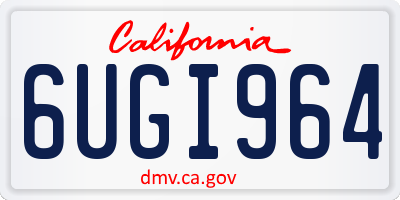 CA license plate 6UGI964