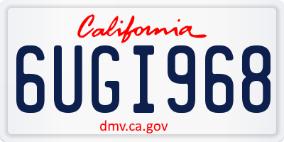 CA license plate 6UGI968