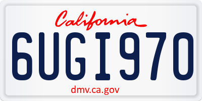 CA license plate 6UGI970