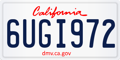 CA license plate 6UGI972