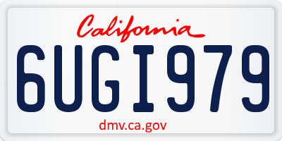 CA license plate 6UGI979