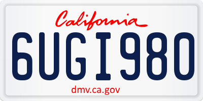 CA license plate 6UGI980