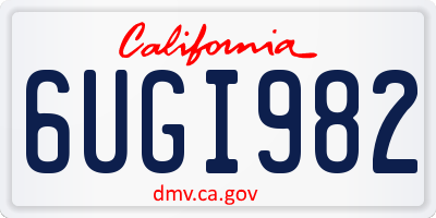 CA license plate 6UGI982