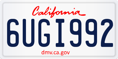 CA license plate 6UGI992