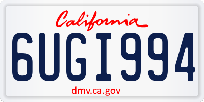 CA license plate 6UGI994