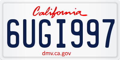 CA license plate 6UGI997