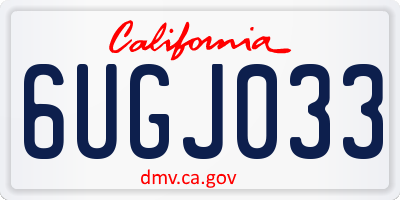 CA license plate 6UGJ033