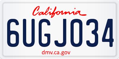 CA license plate 6UGJ034