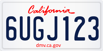 CA license plate 6UGJ123
