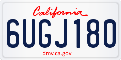 CA license plate 6UGJ180