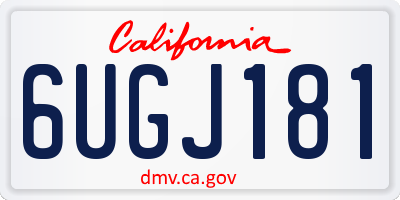 CA license plate 6UGJ181
