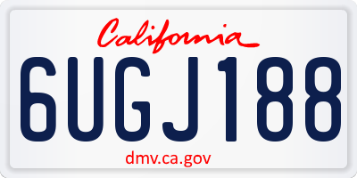 CA license plate 6UGJ188