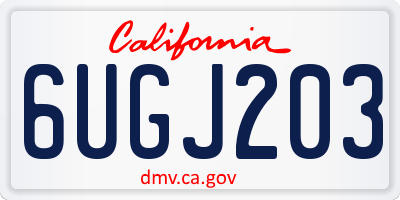 CA license plate 6UGJ203