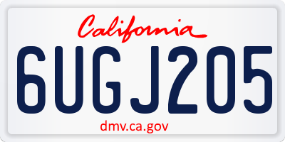 CA license plate 6UGJ205