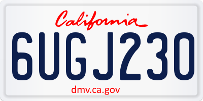 CA license plate 6UGJ230