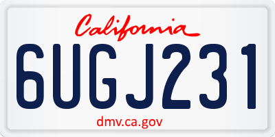 CA license plate 6UGJ231