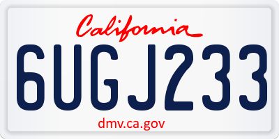 CA license plate 6UGJ233