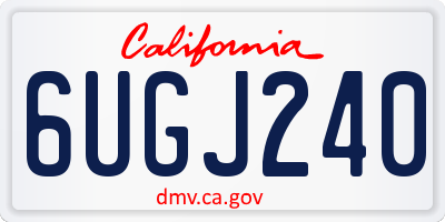 CA license plate 6UGJ240