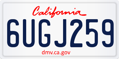 CA license plate 6UGJ259