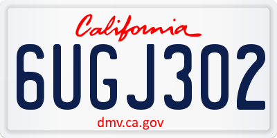 CA license plate 6UGJ302