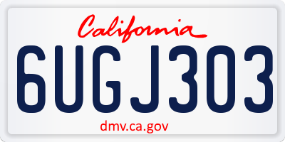 CA license plate 6UGJ303