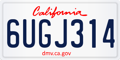 CA license plate 6UGJ314