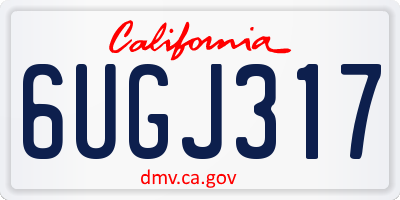 CA license plate 6UGJ317