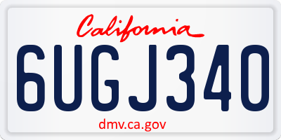 CA license plate 6UGJ340