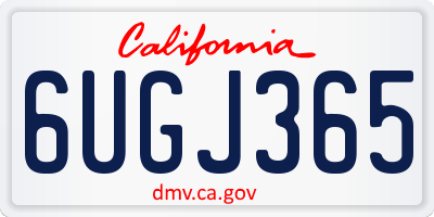 CA license plate 6UGJ365