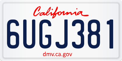 CA license plate 6UGJ381