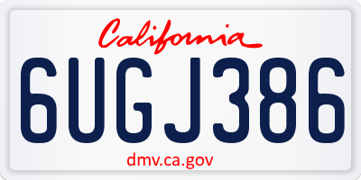 CA license plate 6UGJ386
