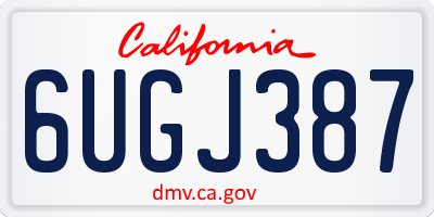 CA license plate 6UGJ387