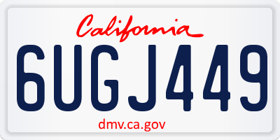 CA license plate 6UGJ449