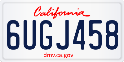 CA license plate 6UGJ458